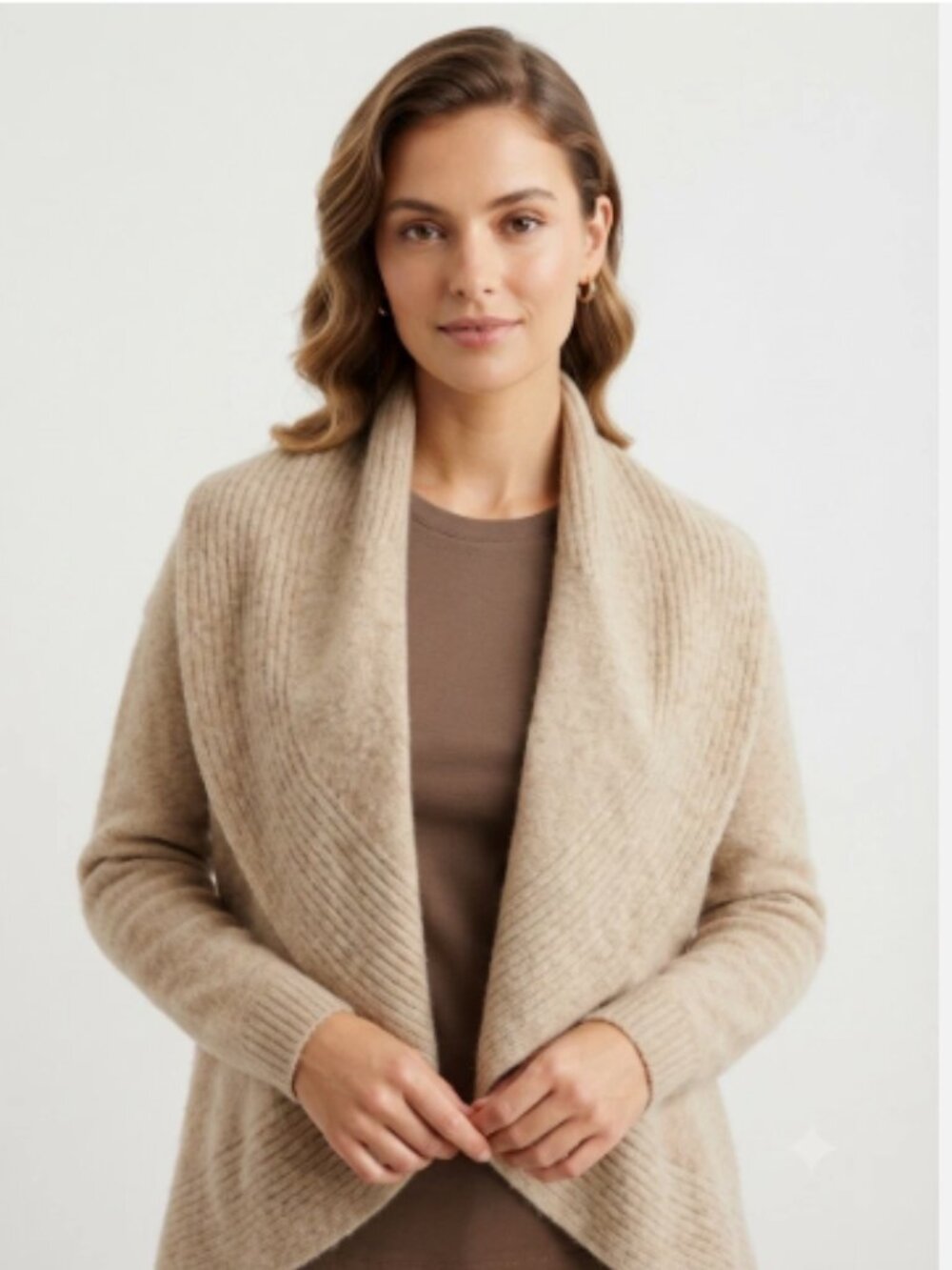 Captiva Cashmere Cardigan Shawl Collar Luxury Cocoon Cardigan Size S/ M Oatmeal - Picture 14 of 16